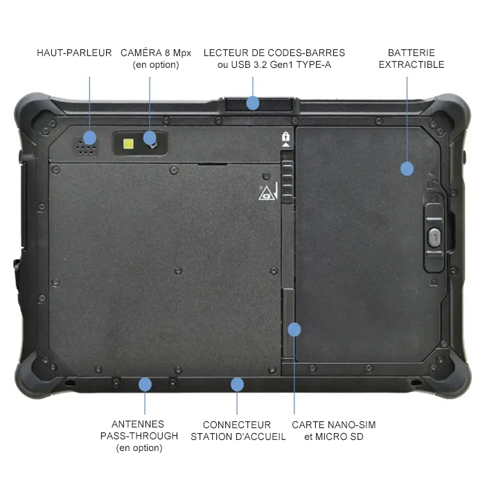 EJIAYU Tablette Durabook R8 AV8 Tablette tactile étanche eau et poussière IP66 - Incassable - MIL-STD 810H - MIL-STD-461G - Durabook R8